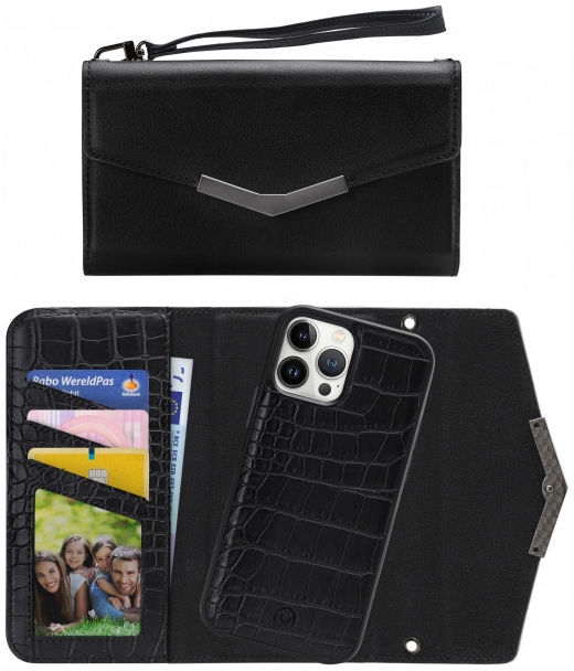 Mobilize Gelly Wallet Zipper iPhone 13 Pro Max Hoesje Black Croco afbeelding 10