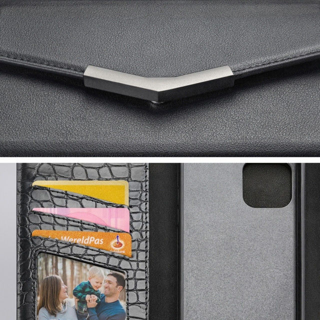 Mobilize Gelly Wallet Zipper iPhone 13 Pro Max Hoesje Black Croco afbeelding 7