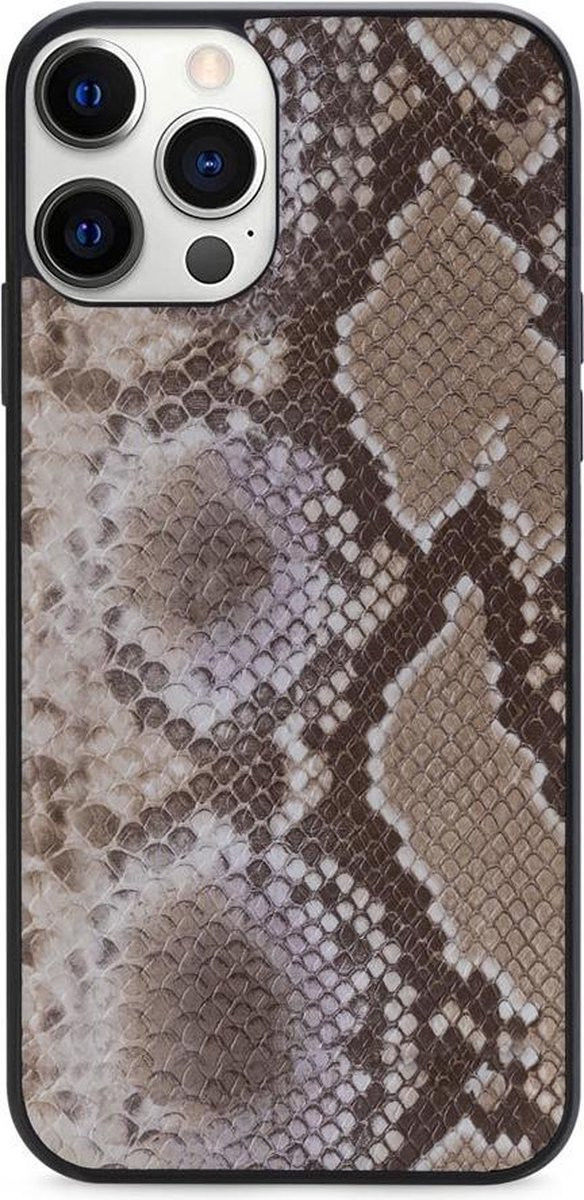 Mobilize Velvet Clutch Apple iPhone 12 / 12 Pro Hoesje Beige Snake afbeelding 2