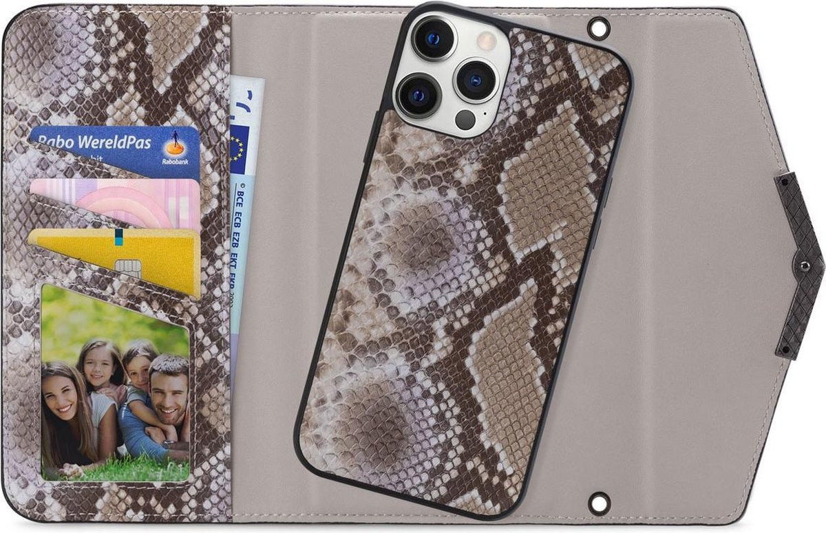 Mobilize Velvet Clutch Apple iPhone 12 / 12 Pro Hoesje Beige Snake afbeelding 1