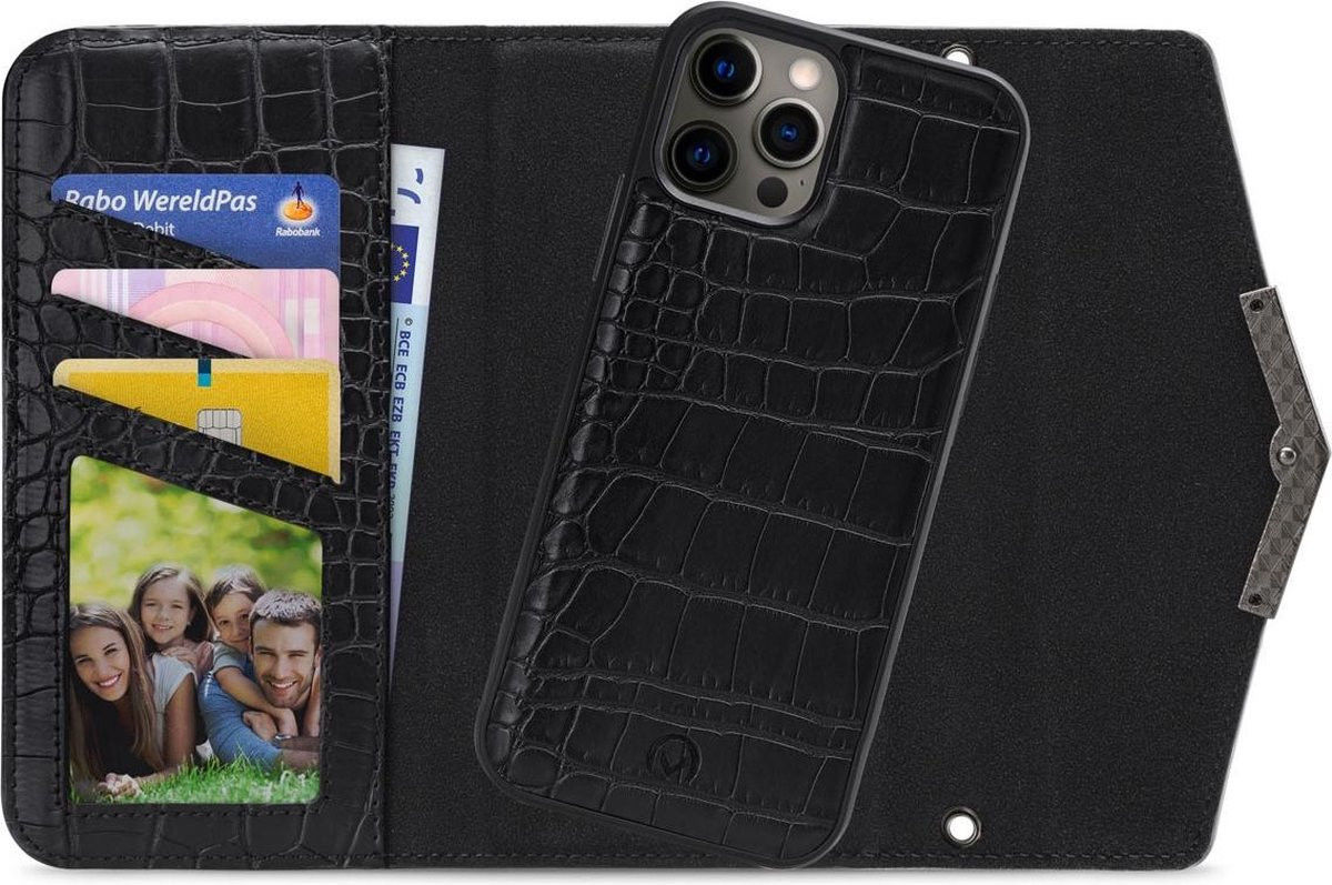Mobilize Velvet Clutch Apple iPhone 12 / 12 Pro Hoesje Black Croco afbeelding 1