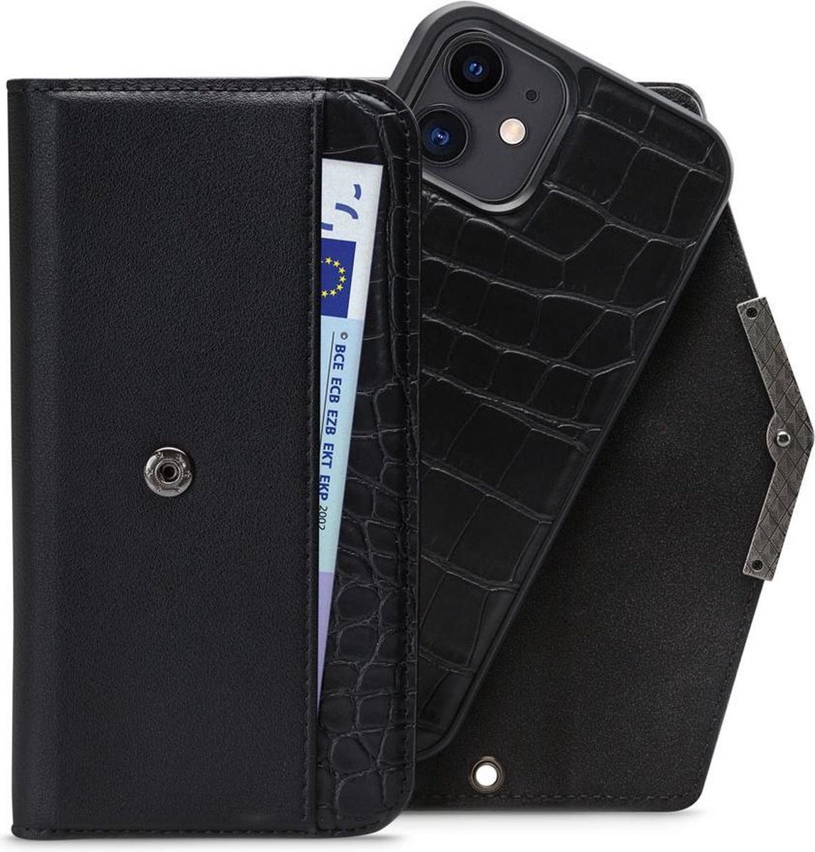 Mobilize Velvet Clutch Apple iPhone 12 / 12 Pro Hoesje Black Croco afbeelding 3