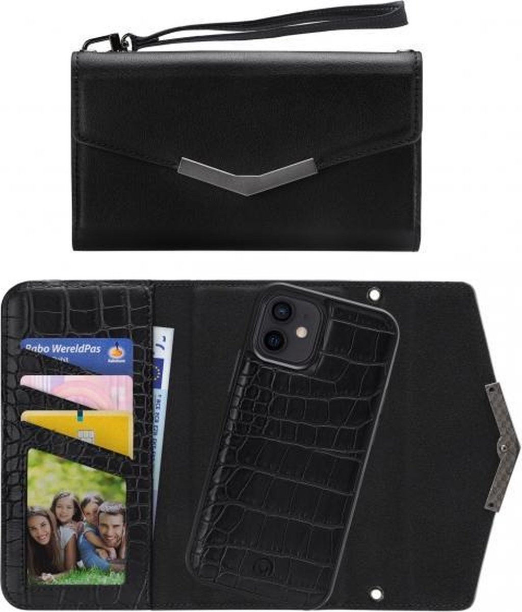 Mobilize Velvet Clutch Apple iPhone 12 / 12 Pro Hoesje Black Croco afbeelding 4