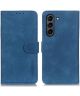KHAZNEH Samsung Galaxy S21 FE Hoesje Vintage Wallet Book Case Blauw