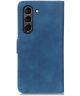 KHAZNEH Samsung Galaxy S21 FE Hoesje Vintage Wallet Book Case Blauw