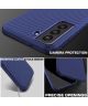 Samsung Galaxy S21 FE Hoesje Twill Slim Texture Back Cover Blauw