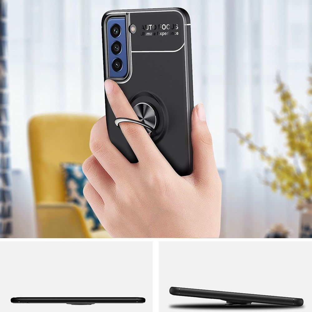 Samsung Galaxy S21 FE Hoesje met Ring Magneet Kickstand Zwart afbeelding 11