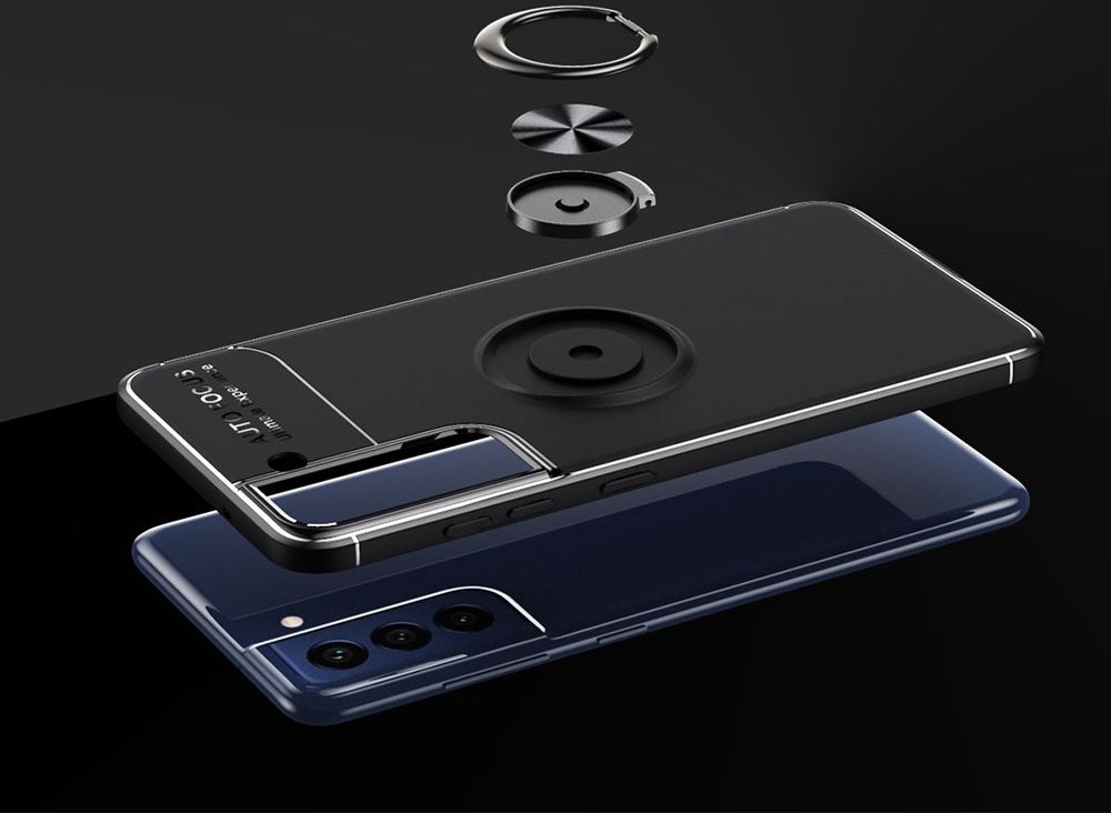 Samsung Galaxy S21 FE Hoesje met Ring Magneet Kickstand Zwart afbeelding 8