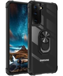 Samsung Galaxy S21 FE Hoesje met Ring Kickstand Zwart