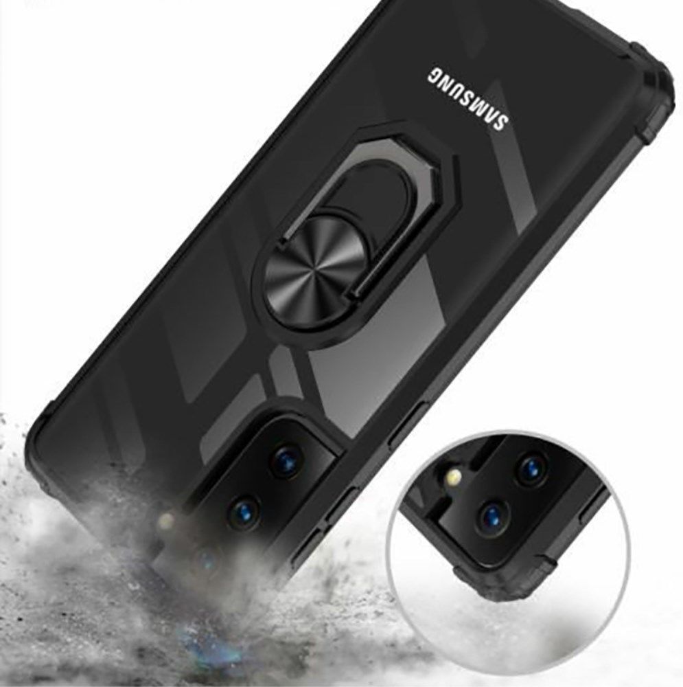 Samsung Galaxy S21 FE Hoesje met Ring Kickstand Zwart afbeelding 2