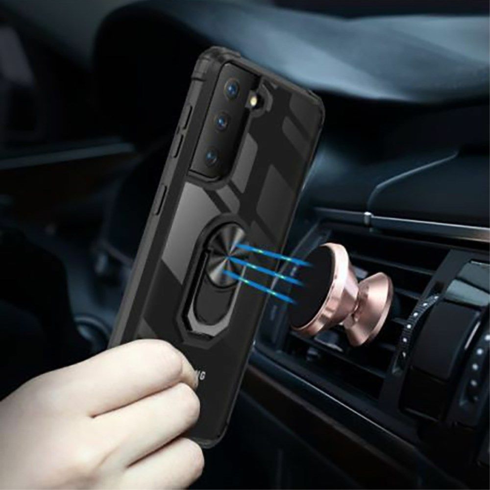 Samsung Galaxy S21 FE Hoesje met Ring Kickstand Zwart afbeelding 3