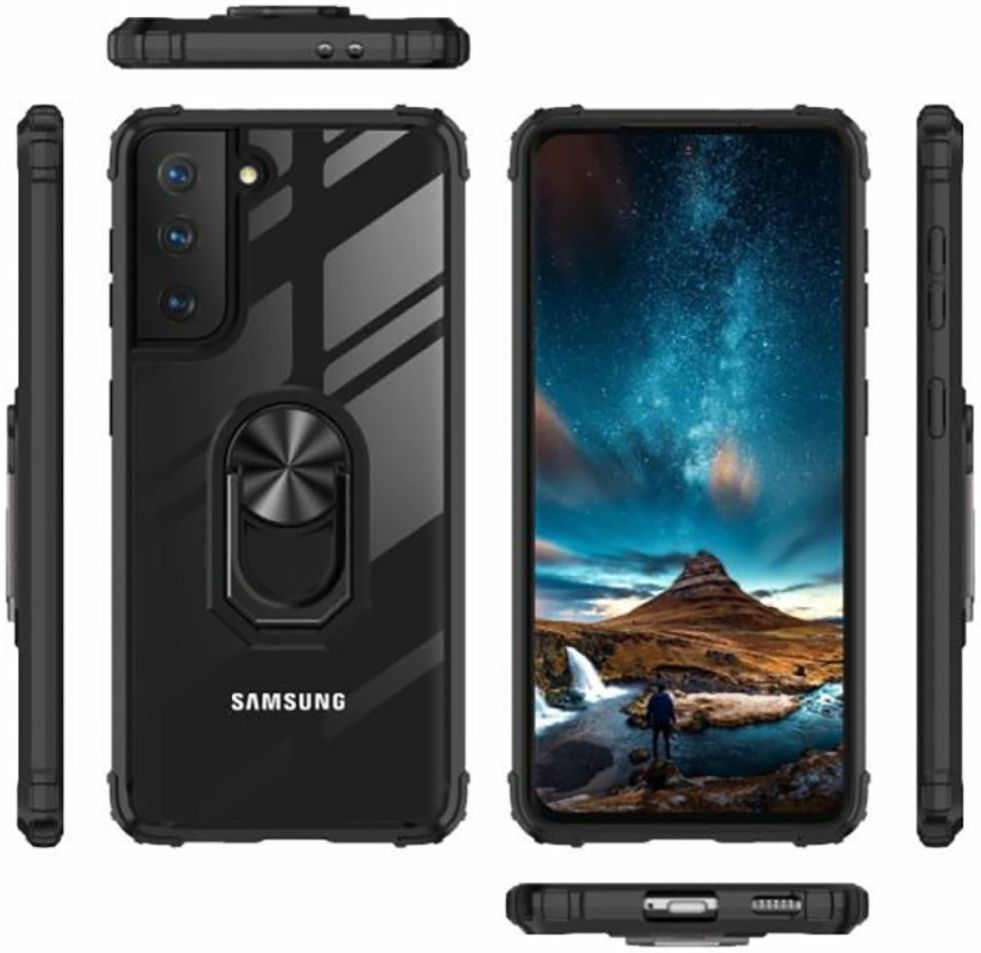 Samsung Galaxy S21 FE Hoesje met Ring Kickstand Zwart afbeelding 7