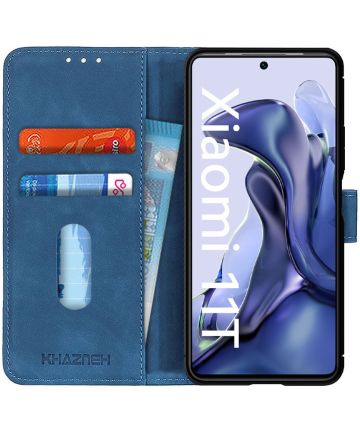 KHAZNEH Xiaomi 11T Pro / 11T Hoesje Vintage Wallet Book Case Blauw Hoesjes