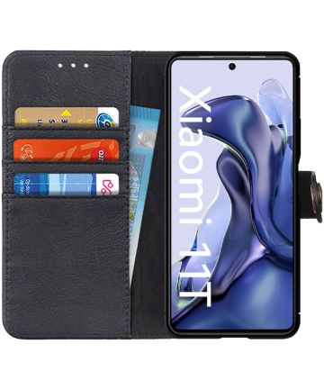 KHAZNEH Xiaomi 11T/11T Pro Hoesje Portemonnee Bookcase Kunstleer Zwart Hoesjes