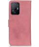 KHAZNEH Xiaomi 11T/11T Pro Hoesje Portemonnee Bookcase Kunstleer Roze