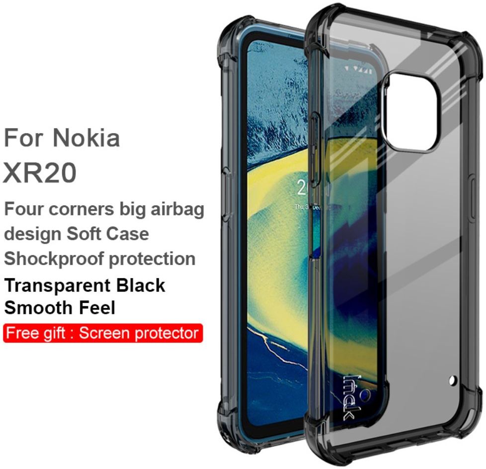 IMAK Nokia XR20 Hoesje Dun TPU met Screen Protector Transparant Zwart afbeelding 4