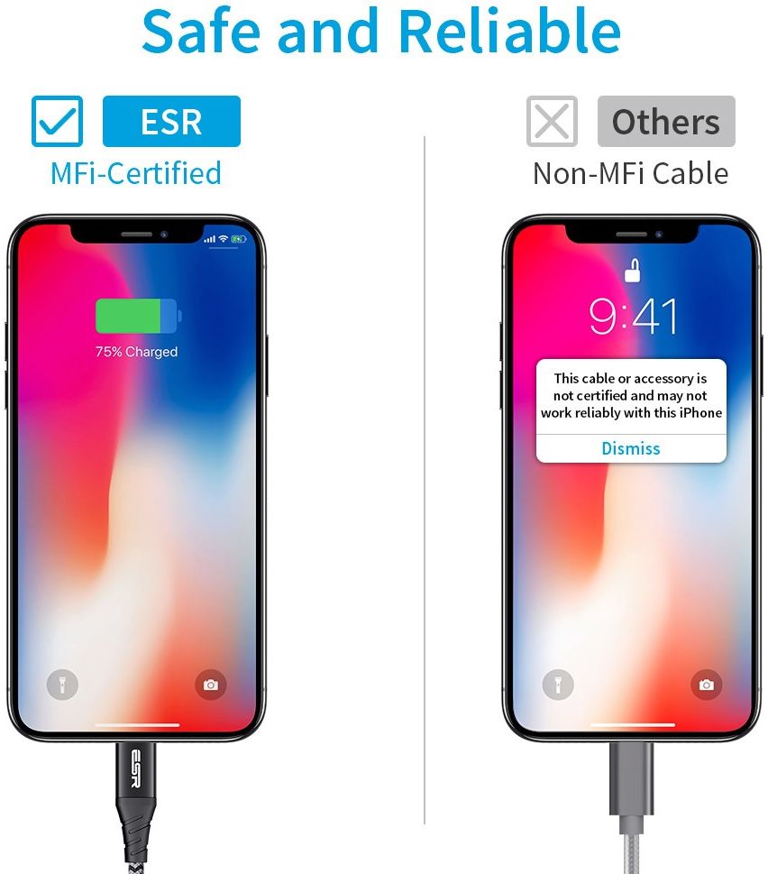 ESR USB-C naar Apple Lightning Kabel MFi 2M Zwart afbeelding 3