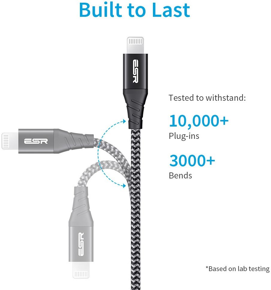 ESR USB-C naar Apple Lightning Kabel MFi 2M Zwart afbeelding 4