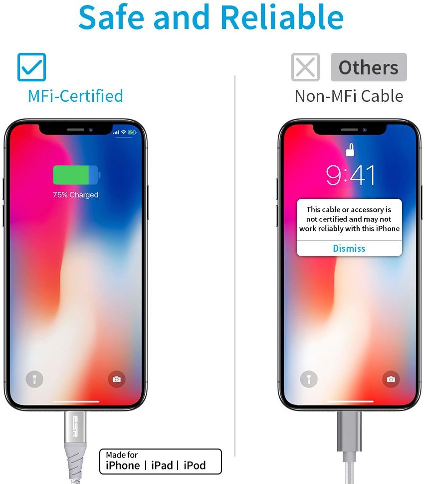 ESR USB-C naar Apple Lightning Snellaad Kabel MFi 1M Wit afbeelding 10