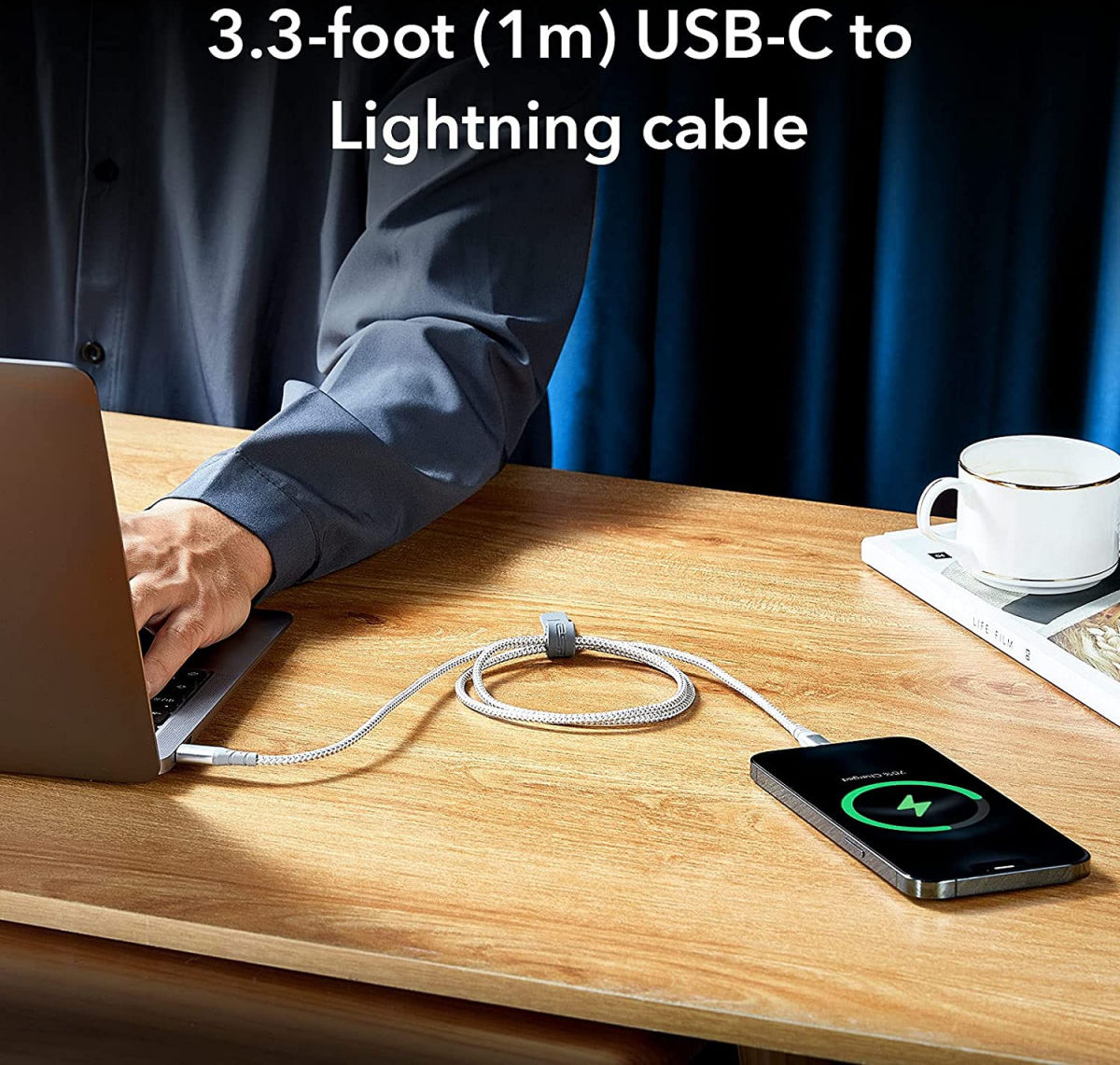 ESR USB-C naar Apple Lightning Snellaad Kabel MFi 1M Wit afbeelding 16