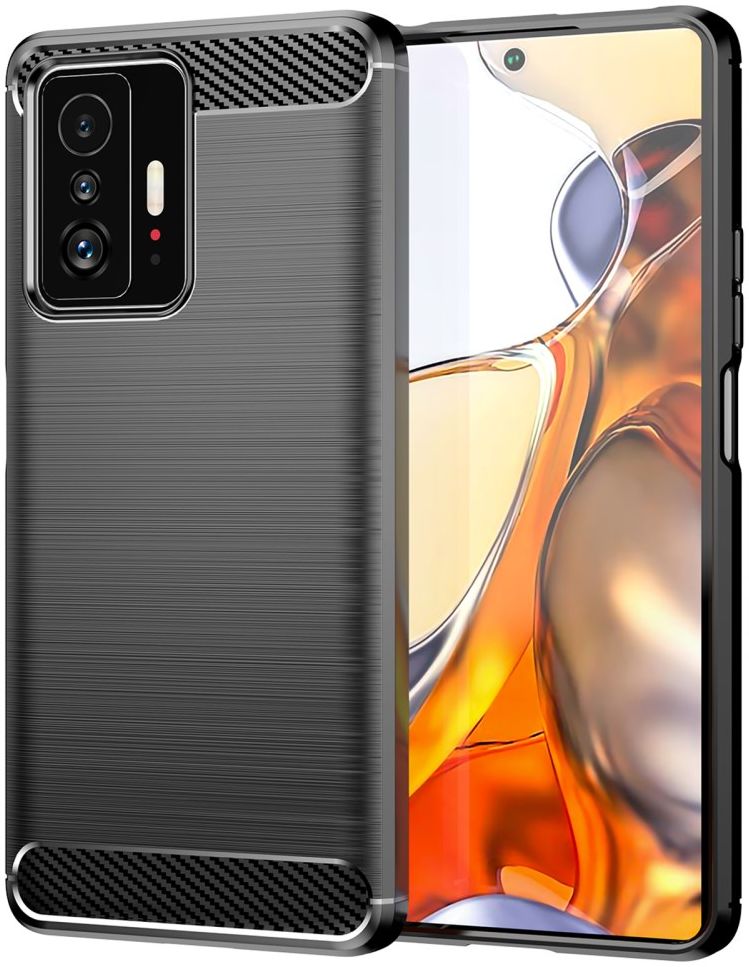 Xiaomi 11T/11T Pro Hoesje Geborsteld TPU Back Cover Zwart afbeelding 1