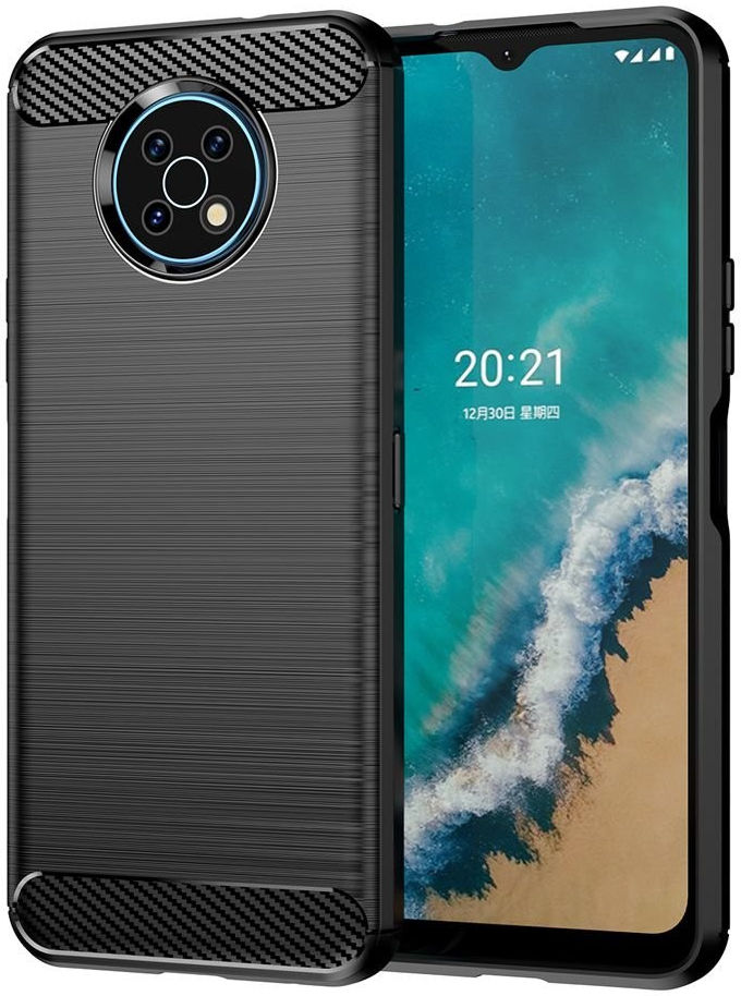 Nokia G50 Hoesje Geborsteld TPU Flexibele Back Cover Zwart afbeelding 1