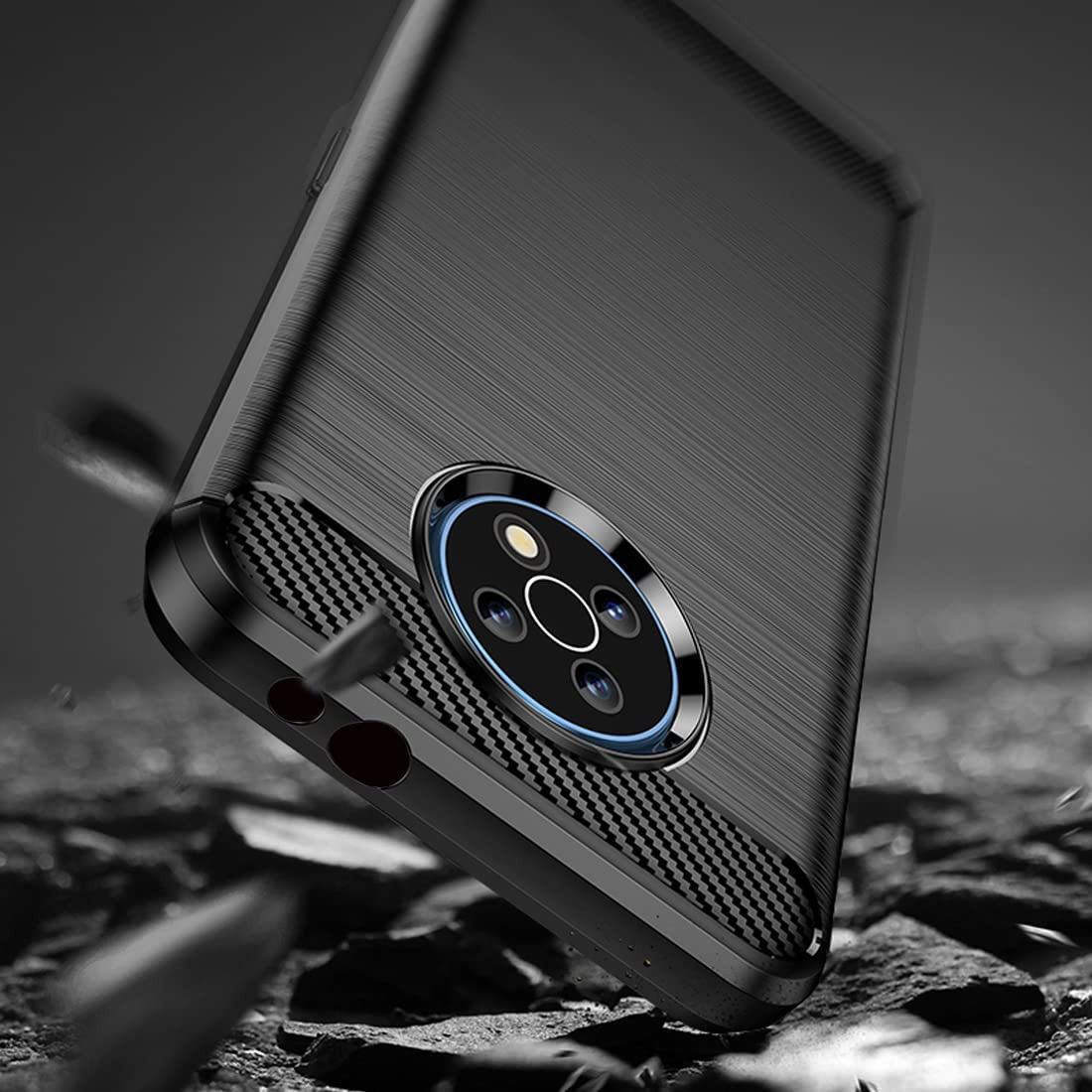 Nokia G50 Hoesje Geborsteld TPU Flexibele Back Cover Zwart afbeelding 4