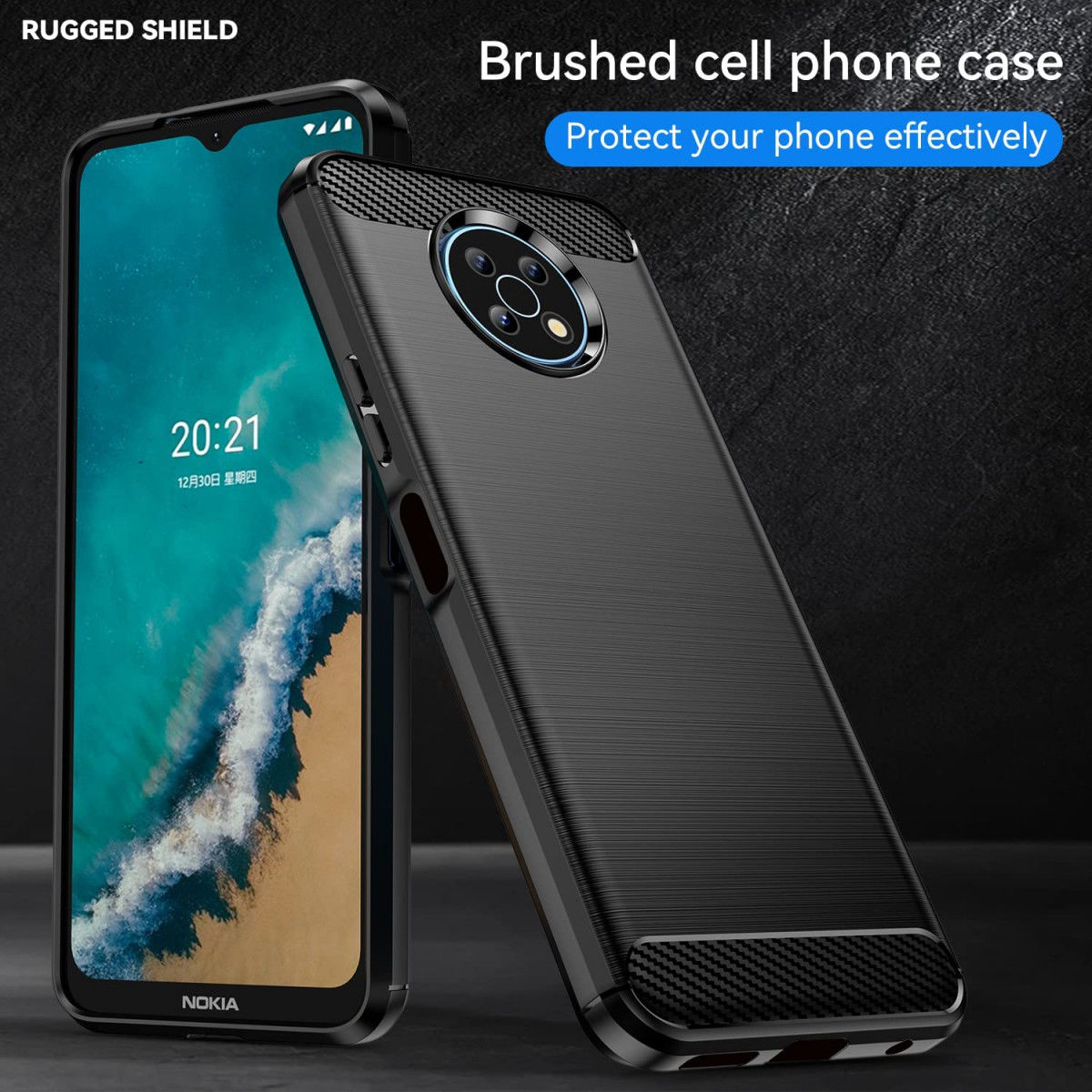 Nokia G50 Hoesje Geborsteld TPU Flexibele Back Cover Zwart afbeelding 6