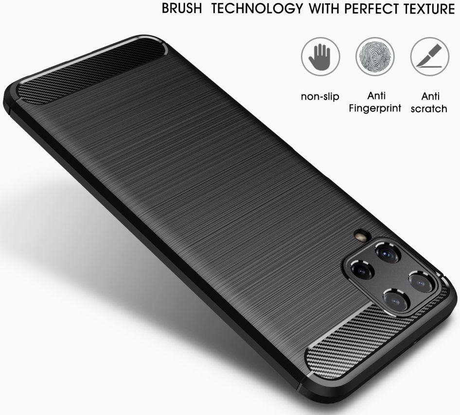 Samsung Galaxy M22/A22 4G Hoesje Geborsteld TPU Back Cover Zwart afbeelding 4