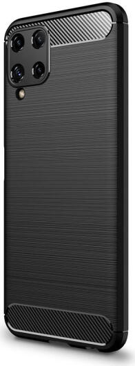 Samsung Galaxy M22/A22 4G Hoesje Geborsteld TPU Back Cover Zwart afbeelding 1