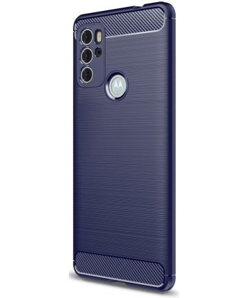 Motorola Moto G60S Hoesje Geborsteld TPU Back Cover Blauw Hoesjes
