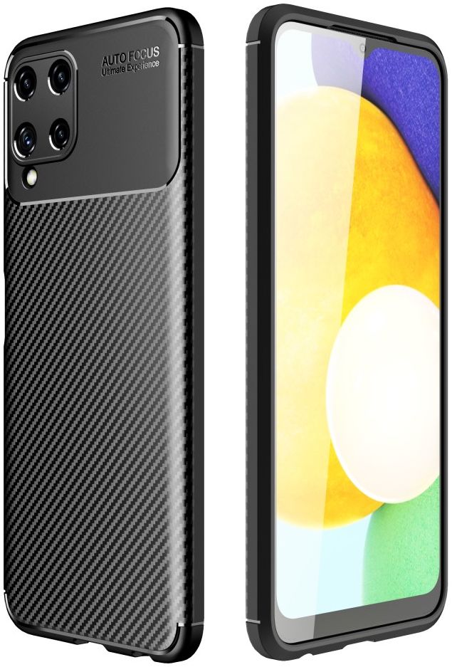 Samsung Galaxy M22/A22 4G Hoesje Siliconen Carbon TPU Back Cover Zwart afbeelding 5