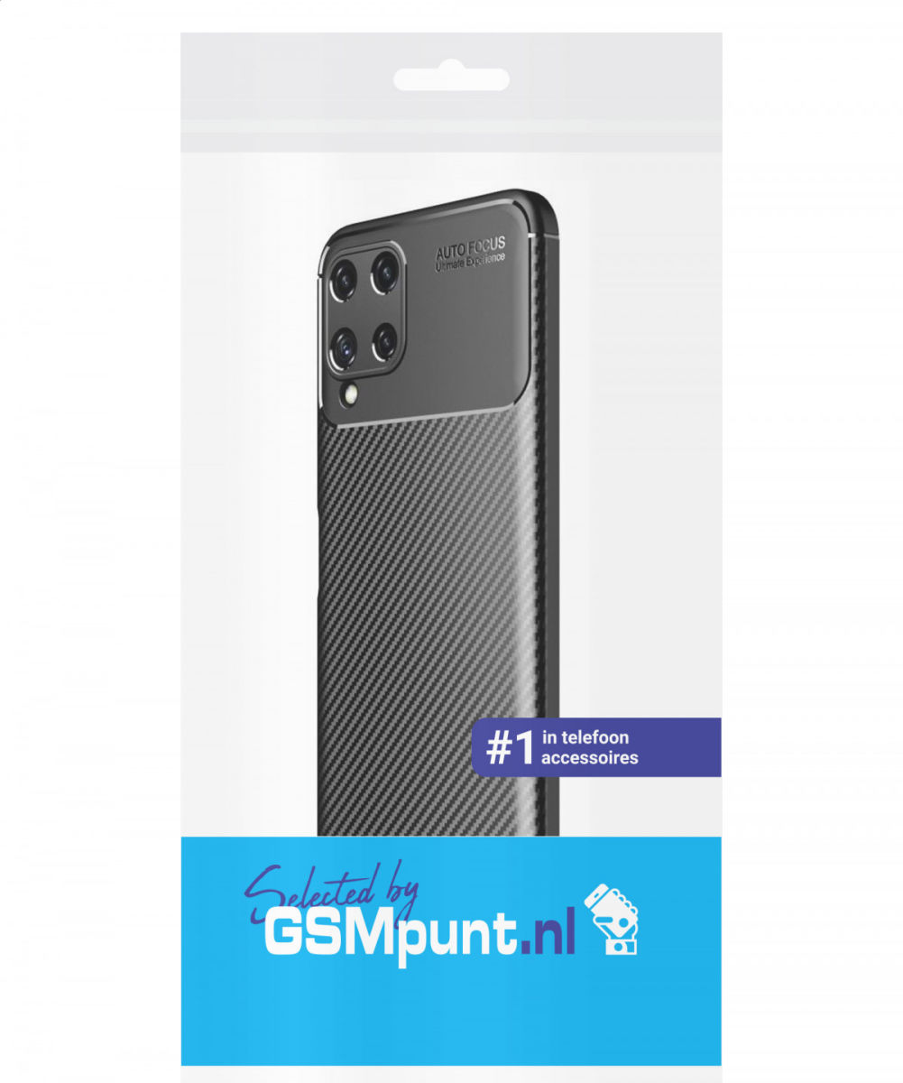Samsung Galaxy M22/A22 4G Hoesje Siliconen Carbon TPU Back Cover Zwart afbeelding 4