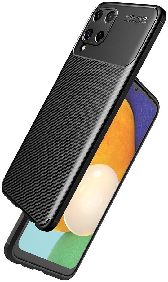 Samsung Galaxy M22/A22 4G Hoesje Siliconen Carbon TPU Back Cover Zwart afbeelding 6