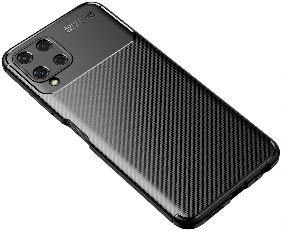 Samsung Galaxy M22/A22 4G Hoesje Siliconen Carbon TPU Back Cover Zwart afbeelding 7