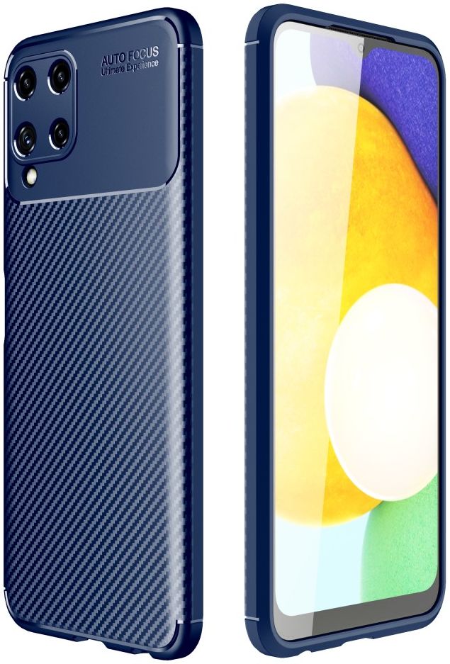 Samsung Galaxy M22/A22 4G Hoesje Siliconen Carbon TPU Back Cover Blauw afbeelding 5