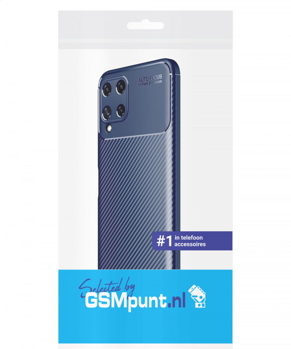 Samsung Galaxy M22/A22 4G Hoesje Siliconen Carbon TPU Back Cover Blauw afbeelding 4