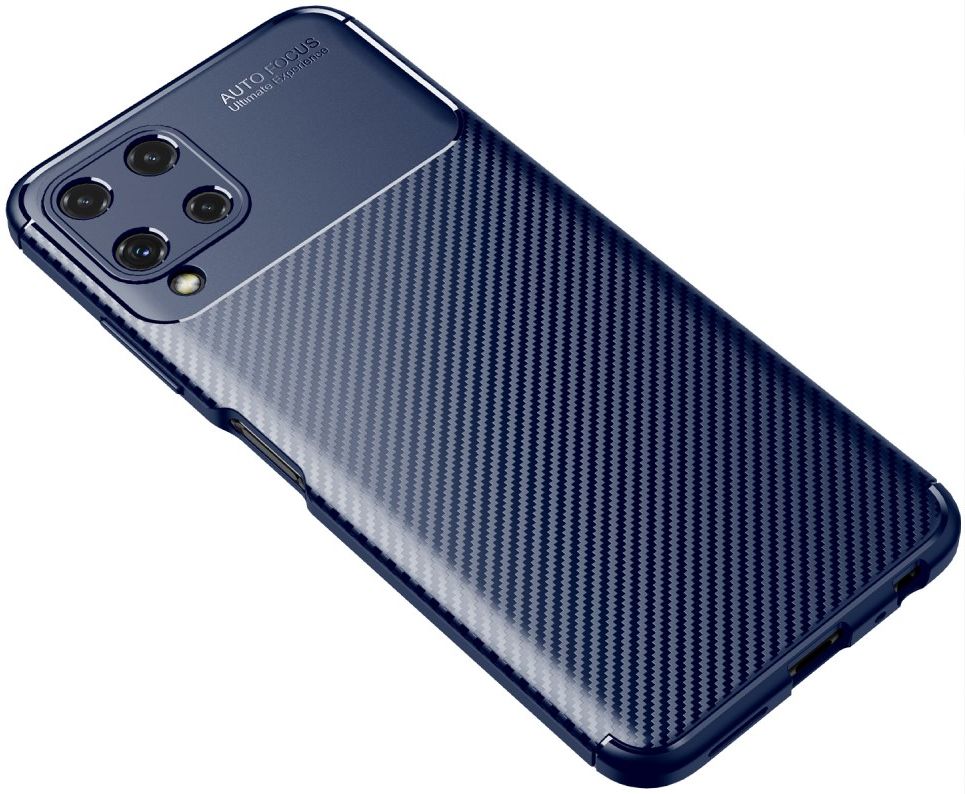 Samsung Galaxy M22/A22 4G Hoesje Siliconen Carbon TPU Back Cover Blauw afbeelding 6