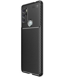 Motorola Moto G60S Hoesje Siliconen Carbon TPU Back Cover Zwart