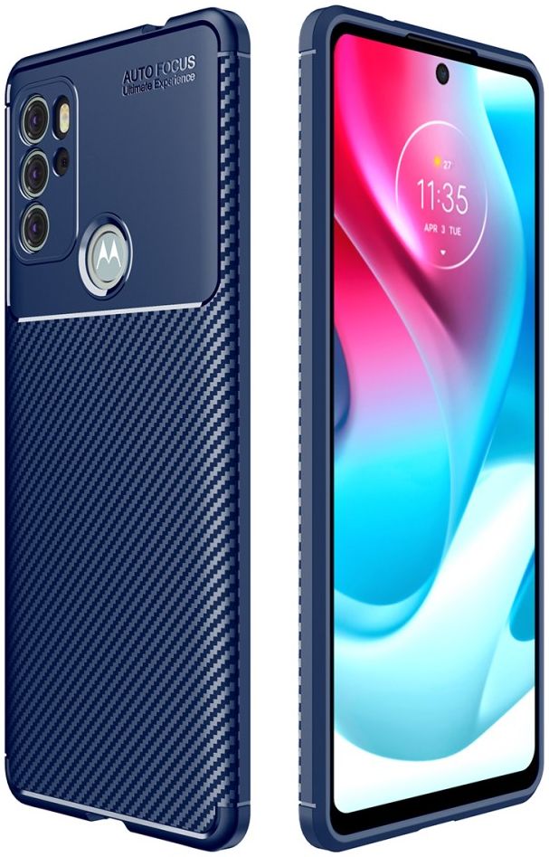 Motorola Moto G60S Hoesje Siliconen Carbon TPU Back Cover  Blauw afbeelding 7