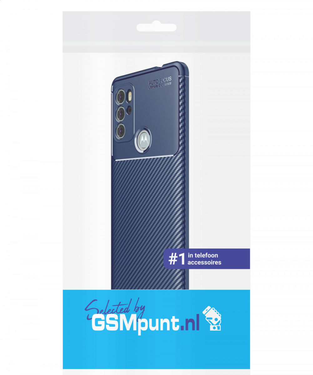 Motorola Moto G60S Hoesje Siliconen Carbon TPU Back Cover  Blauw afbeelding 4
