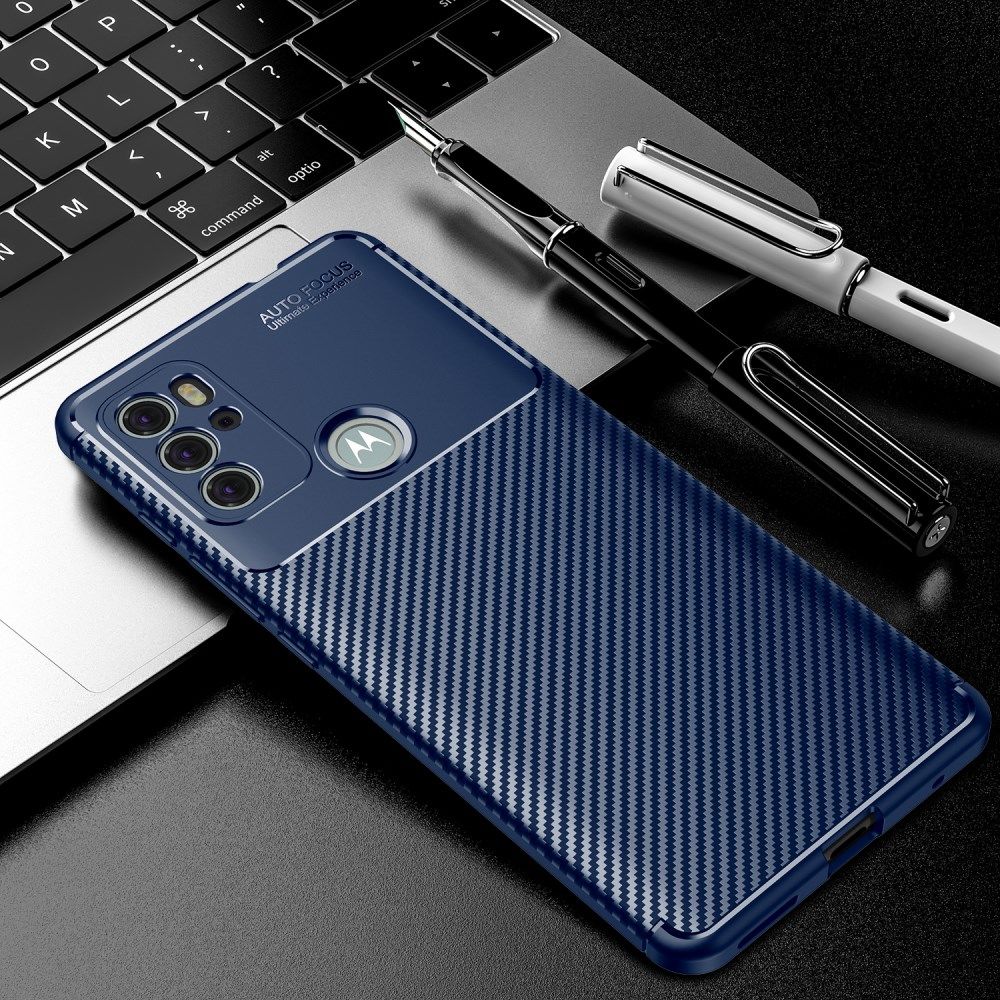 Motorola Moto G60S Hoesje Siliconen Carbon TPU Back Cover  Blauw afbeelding 5