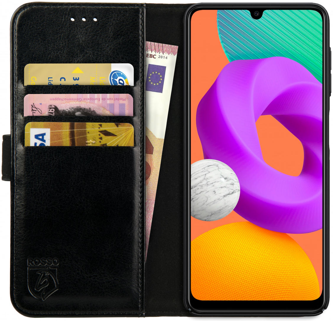 Rosso Element Samsung Galaxy M22/A22 4G Hoesje Book Cover Wallet Zwart afbeelding 1