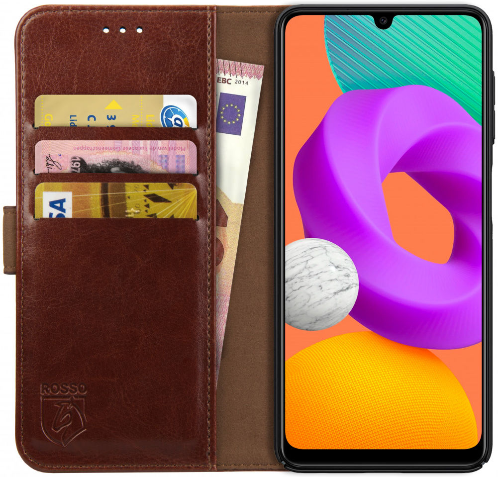 Rosso Element Samsung Galaxy M22/A22 4G Hoesje Book Cover Wallet Bruin afbeelding 1