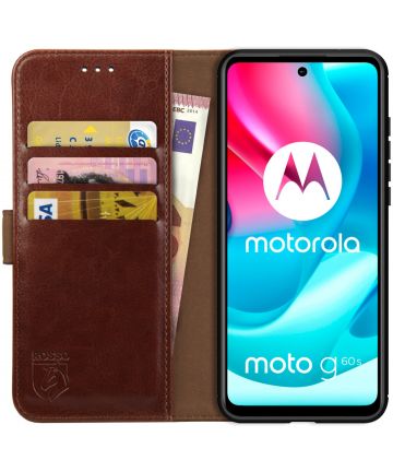 Rosso Element Motorola Moto G60S Hoesje Book Cover Wallet Bruin Hoesjes