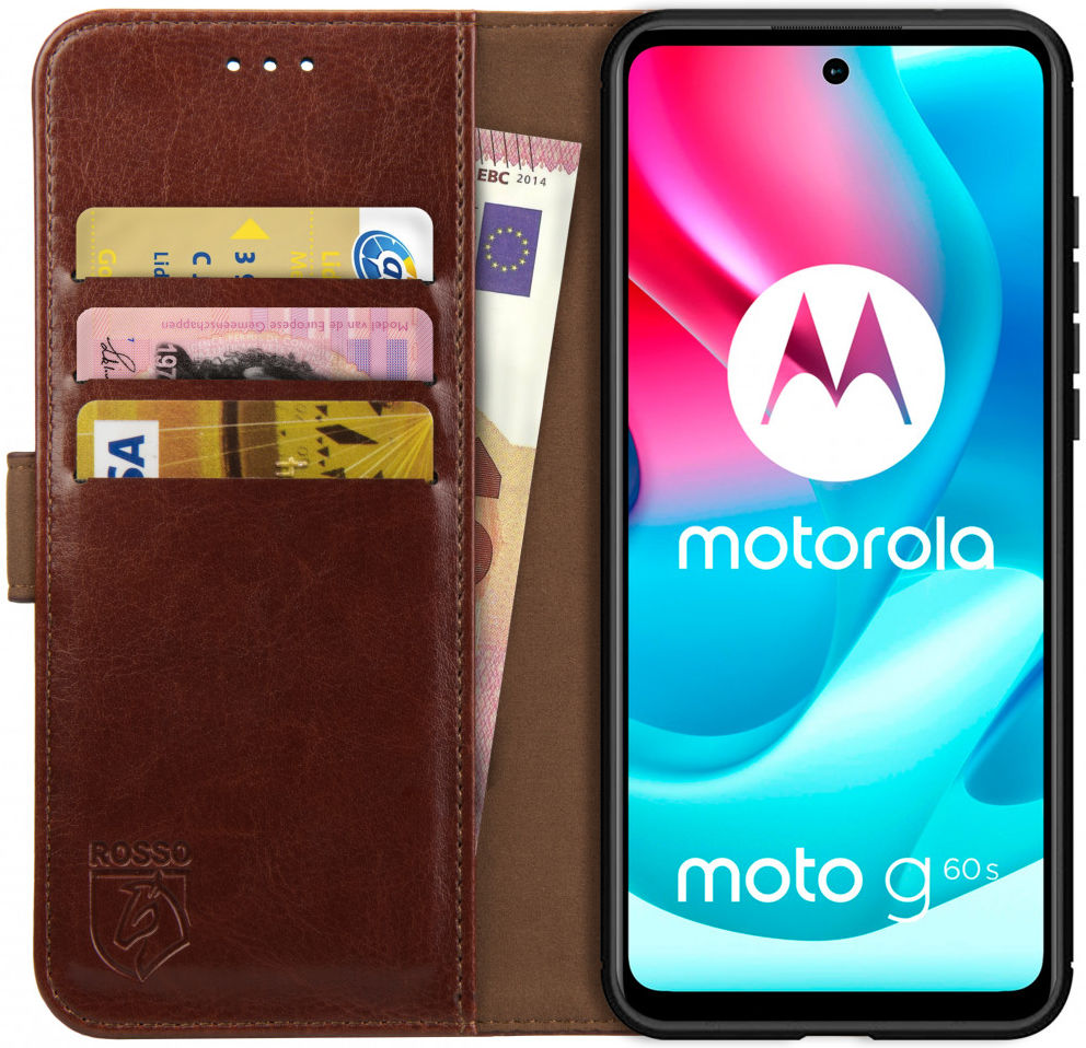 Rosso Element Motorola Moto G60S Hoesje Book Cover Wallet Bruin afbeelding 1