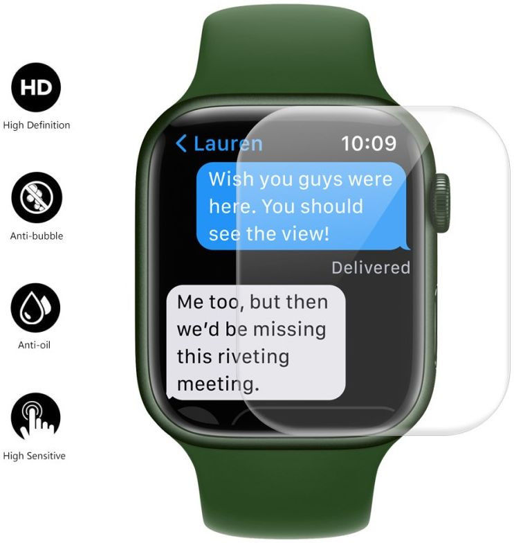 Apple Watch 7 / 8 / 9 45MM Screenprotector - 3D Soft TPU - Zwart (2-Pack) afbeelding 3