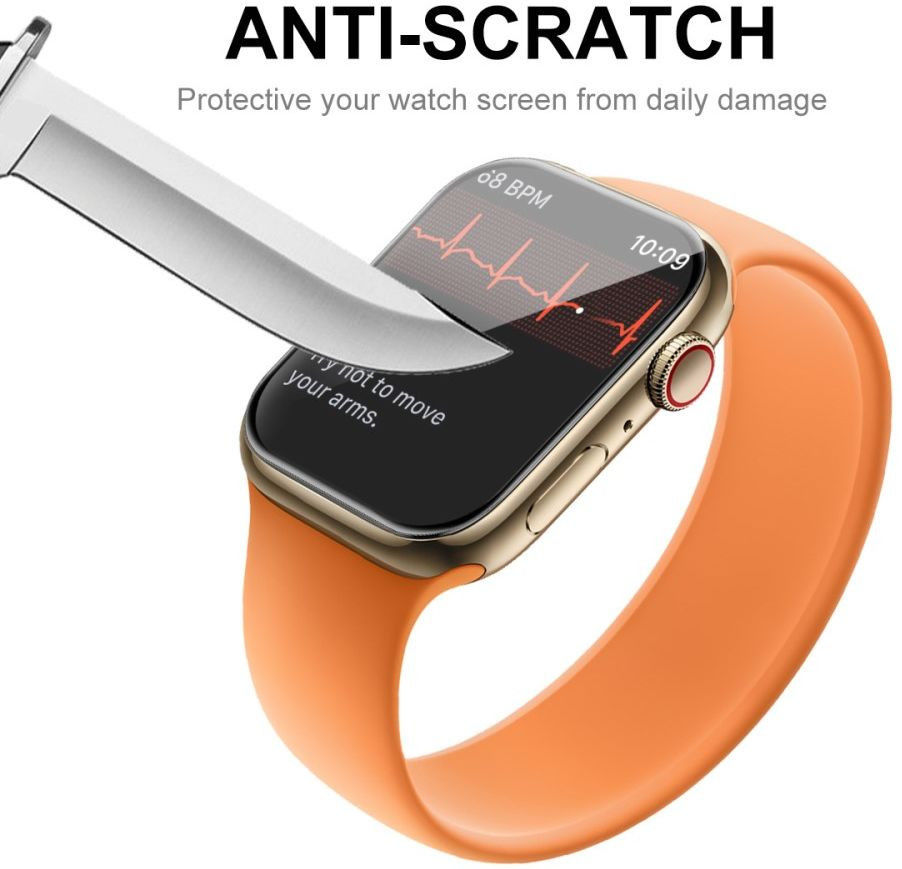 Apple Watch 7 / 8 / 9 45MM Screenprotector - 3D Soft TPU - Zwart (2-Pack) afbeelding 4