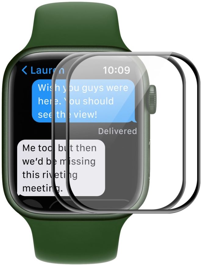 Apple Watch 7 / 8 / 9 45MM Screenprotector - 3D Soft TPU - Zwart (2-Pack) afbeelding 1