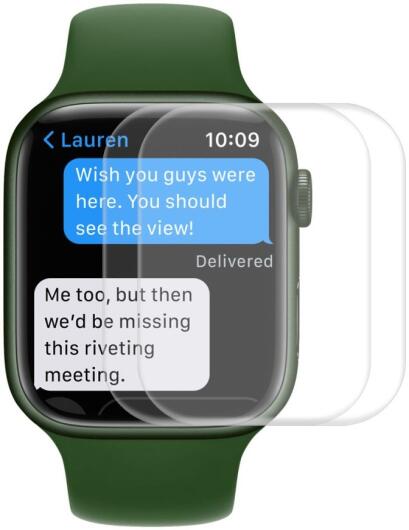 Apple Watch 7 / 8 / 9 45MM Screenprotector - 3D Soft TPU - Clear (2-Pack) afbeelding 1
